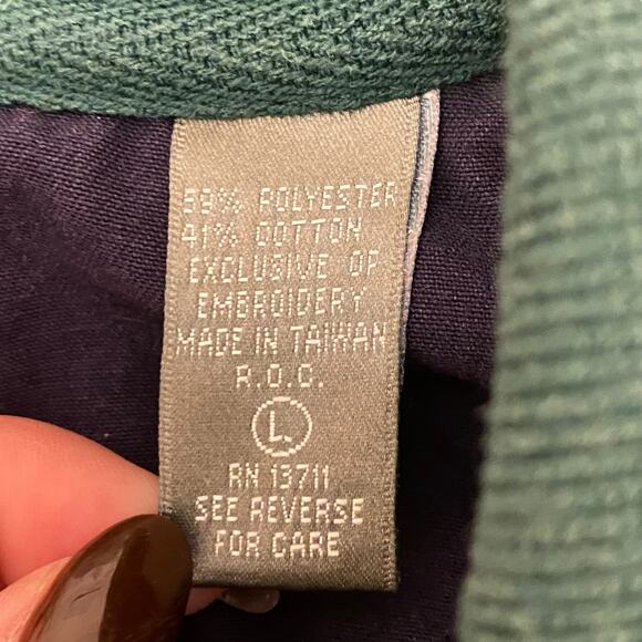 Vintage Lord & Taylor GOLF Embroidered Collared Sweater Size Large Green & White - Picture 8 of 10